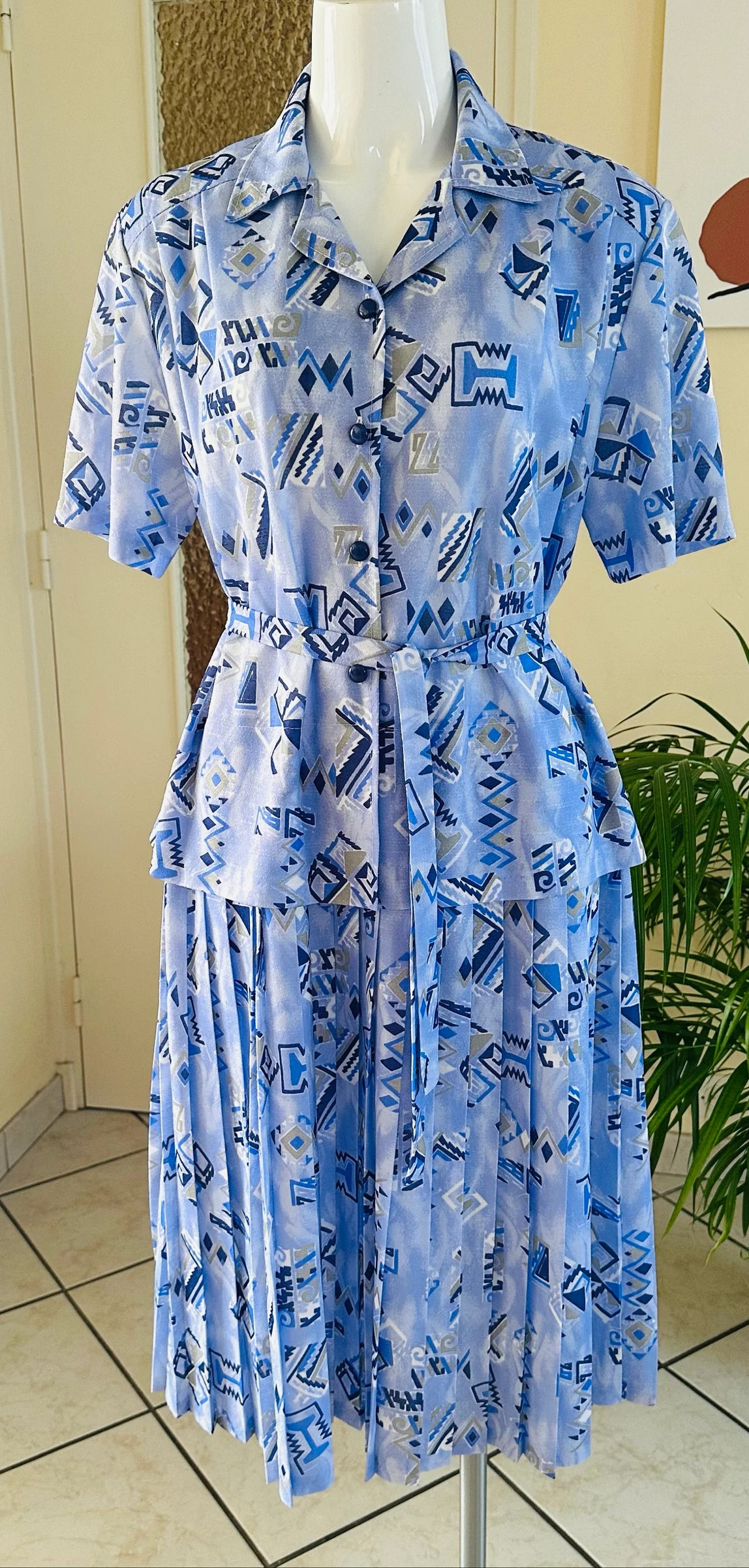 Vestido Plissado Vintage com Cinto Tamanho 38/40 – Fabricação Francesa – NOVO – photo 12